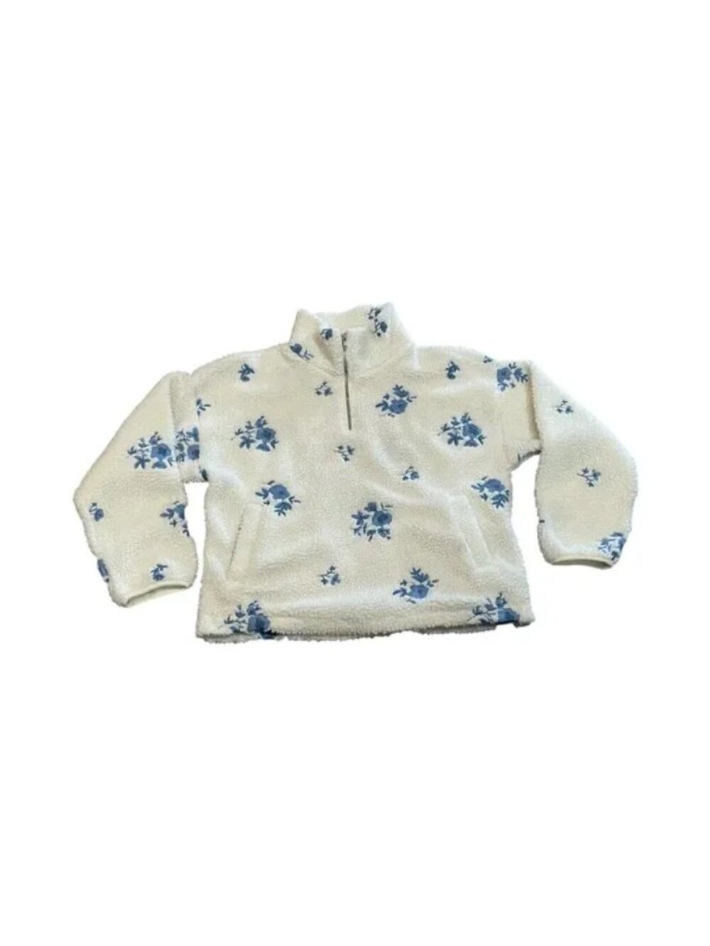 Francescas Angelica Embroidered Sherpa Quarter Zip Jacket Size Medium